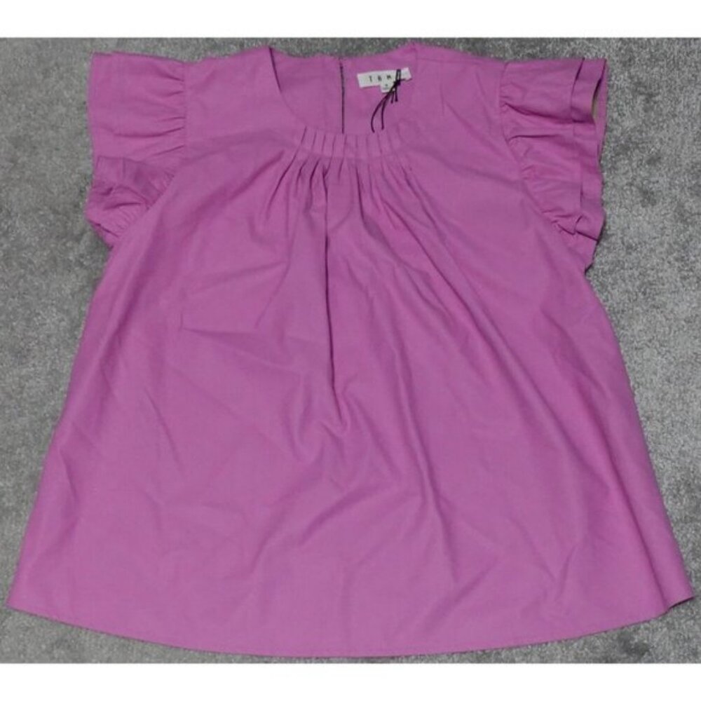 THML Payton Blouse Top Women's Small Pink Ruffle Sleeve Pleated Pullover
